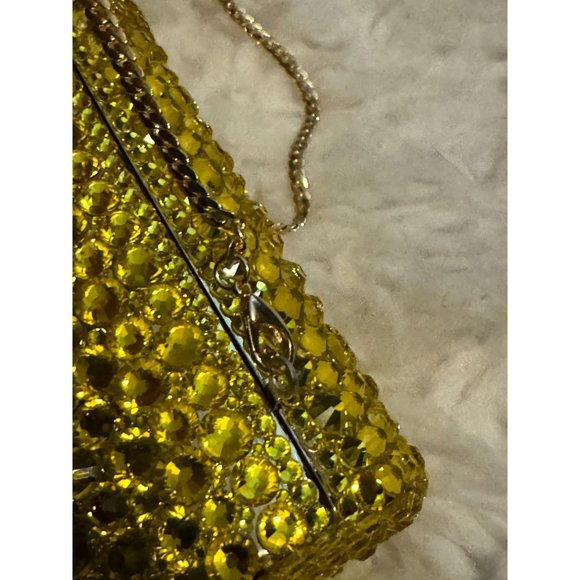 Gold Rhinestone Encrusted Barrel Shaped Clutch Purse Formal Prom